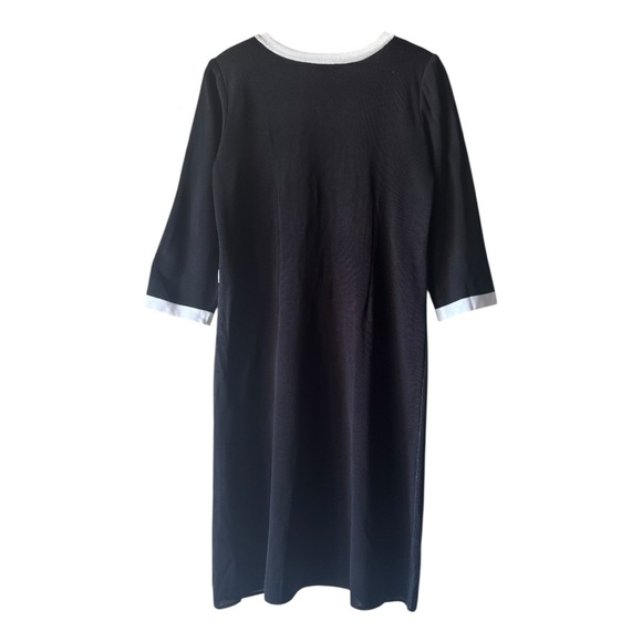 Misook Black & White Knit Dress Medium Embroidered Floral Pattern Work Elegant - Picture 9 of 12